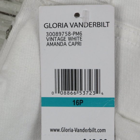 Gloria Vanderbilt* Women's Soft Touch Classic Rise Vintage White Capri Size~ 16P - Picture 12 of 16